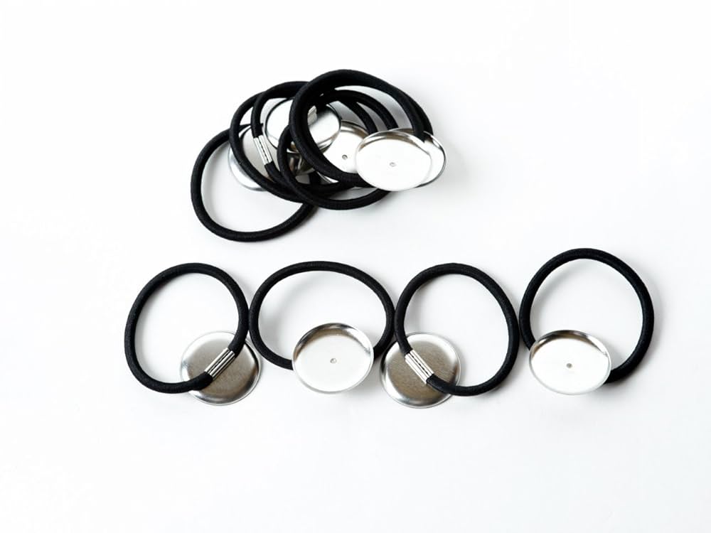 87A様ご確認用☆ハンドメイド　ヘアゴム 楽天市場】【2セット】 ヘアゴム 銀 シルバー 台座付き 小 3個